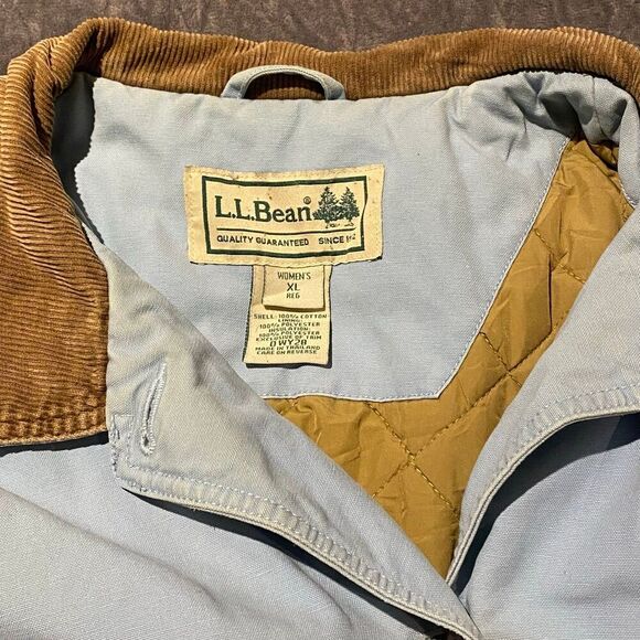 L.L. Bean Quilted Insulated Blue Canvas Barn Chore Coat Women's Size X-Large - Picture 11 of 12